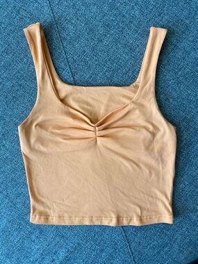 SHEIN Peach Ruched Scoop Crop Tank